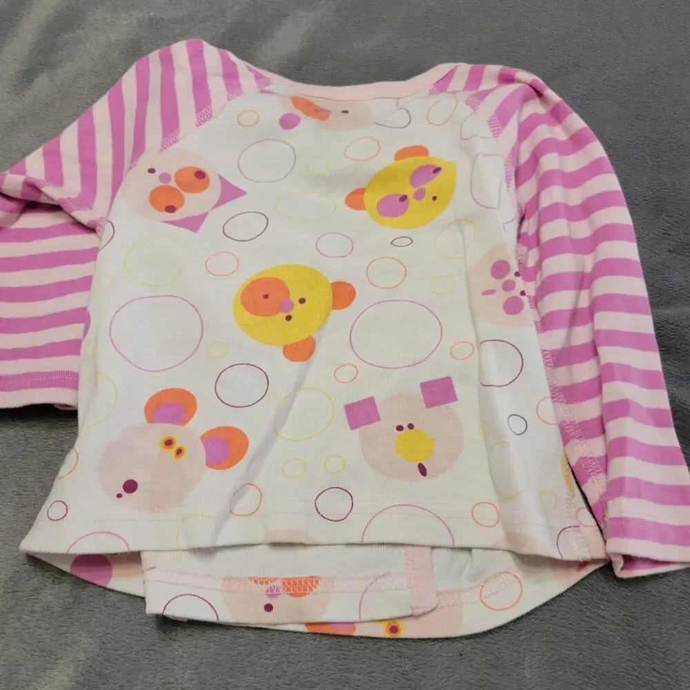Hanna Andersson Pajama Set Baby Girls 6-12 Months Pink Snap‎ Front 100% Cotton